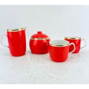 Vintage Hollohaza Hungary porcelain set, demitasses, sugar bowl, creamer, #1831